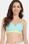 Zivame Sporty Twist Padded Non Wired 3/4Th Coverage T-Shirt Bra - Aqua Sky — thumbnail 1